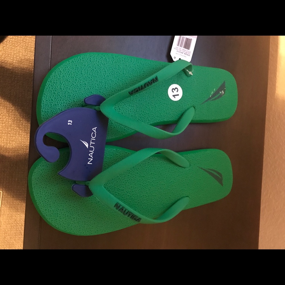 Brand New Men's Green & Blue Nautica Flip Flops